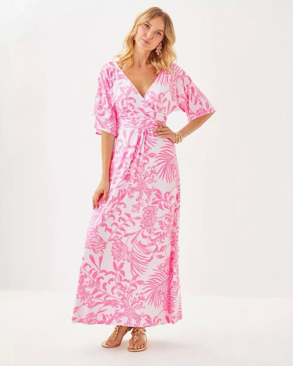 NEW Lilly Pulitzer Parigi Maxi Dress Rousseau Pink Glisten In The Sun Sz Medium